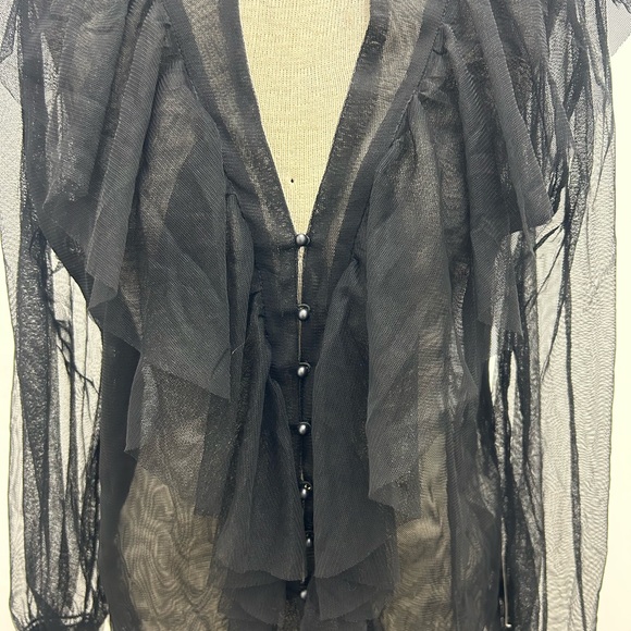 Zara Black Sheer Ruffle Blouse - Picture 2 of 10